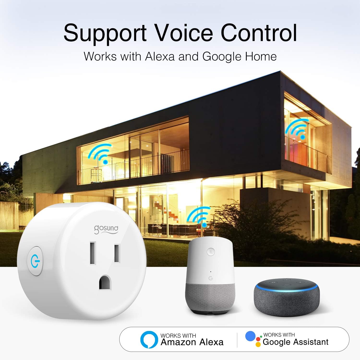 Smart Plug Gosund Smart WiFi Outlet Works with Alexa and Google Home, 2.4G WiFi Only, No Hub Required, ETL and FCC Listed 4 Pack [Upgraded Version] - - 