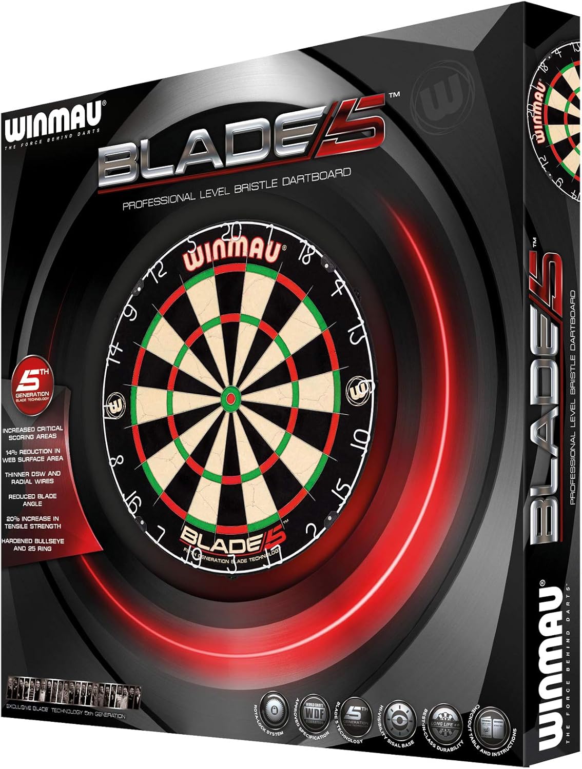 Winmau Blade 5 Bristle Dartboard with All-New Thinner Wiring for Higher Scoring and Reduced Bounce-Outs : Sports & Outdoors