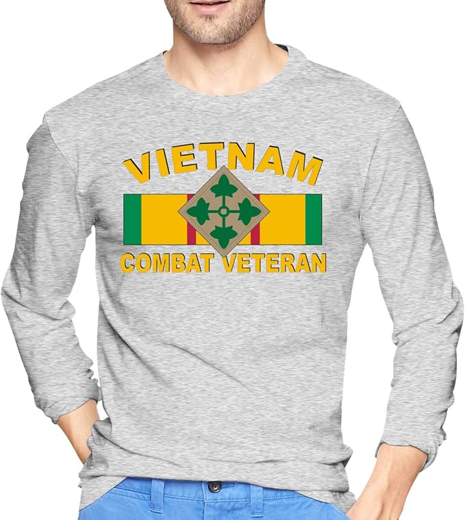 4th Infantry Division Vietnam Veteran Men's Long Sleeve TShirt Cotton TShirt