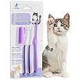 VVHOMIFE Cat Toothbrush Complete Kitty Dental Care Kit with Teeth Whitening Tracker - Premium Brushes for Cats, Easy Oral Hygiene & Gap Cleaning-cat
