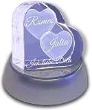 Maverton Cuore di Vetro Personalizzato con Orologio - con Incisione