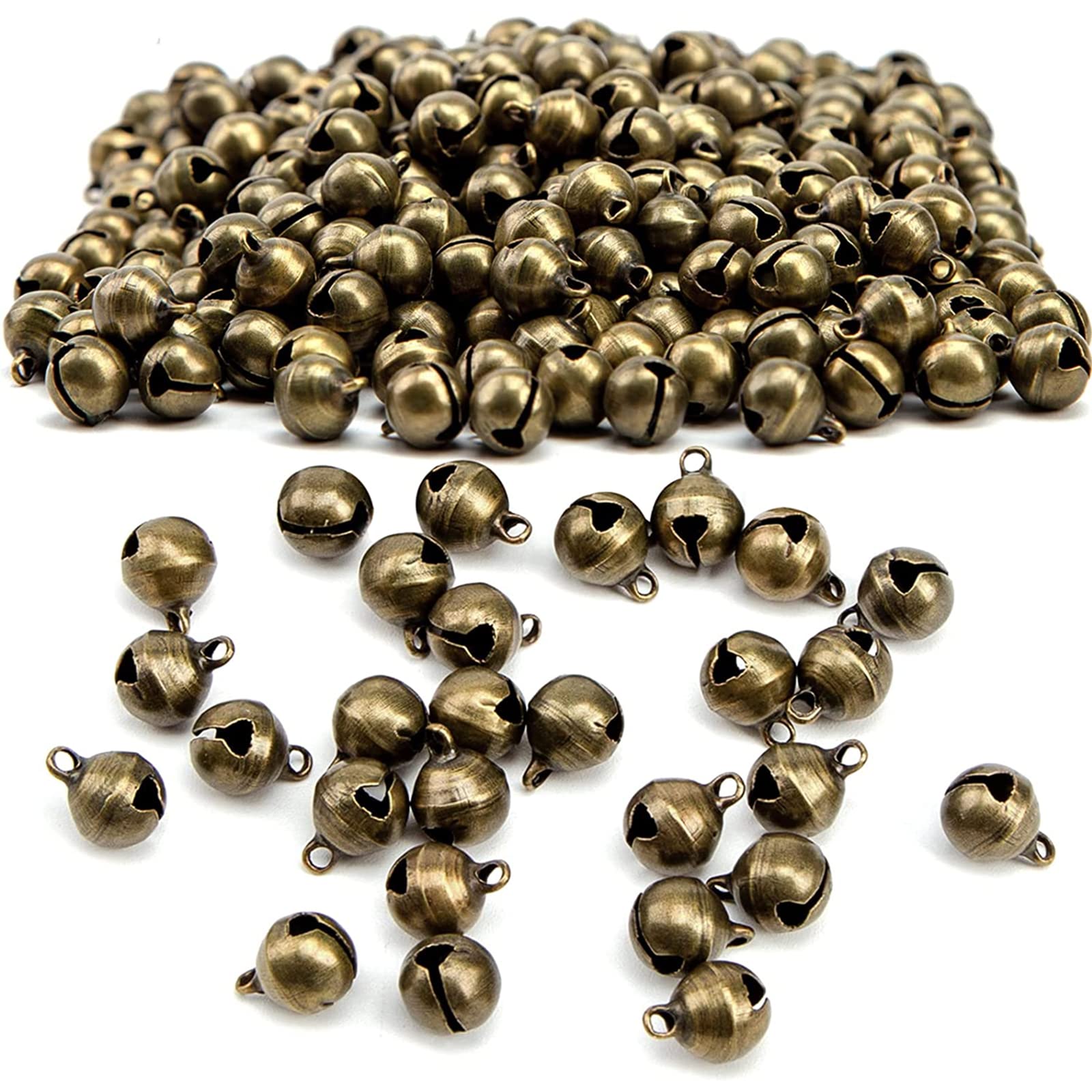 Tashce 200Pcs 6mm Little Bell, Bronze Bell Craft, Christmas Copper Metal Clank of Bells, Small Bells for Christmas, Party, DIY Jewelry Making