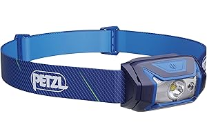PETZL Tikka Headlamp - Compact 350 Lumen Light with Red Lighting, for Hiking, Climbing, Running, and Camping - Blue