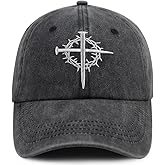 Jesus Cross Nail Hat for Men Women, Funny Adjustable Cotton Embroidered Christian Religious Faith Baseball Cap