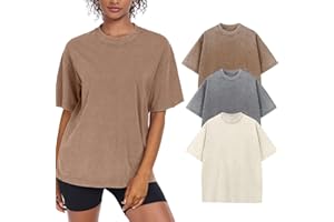 SNOWELVE Womens Washed Vintage Oversized T-Shirt Casual Baggy Streetwear Boyfriend Tee Workout Short Sleeve Cotton Tops