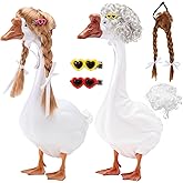 Tyqour 2pcs Porch Goose Wigs Porch Goose Outfits Funny Summer Goose Decor with Hair Clips, Perfect for Porch Goose Statue Accessories