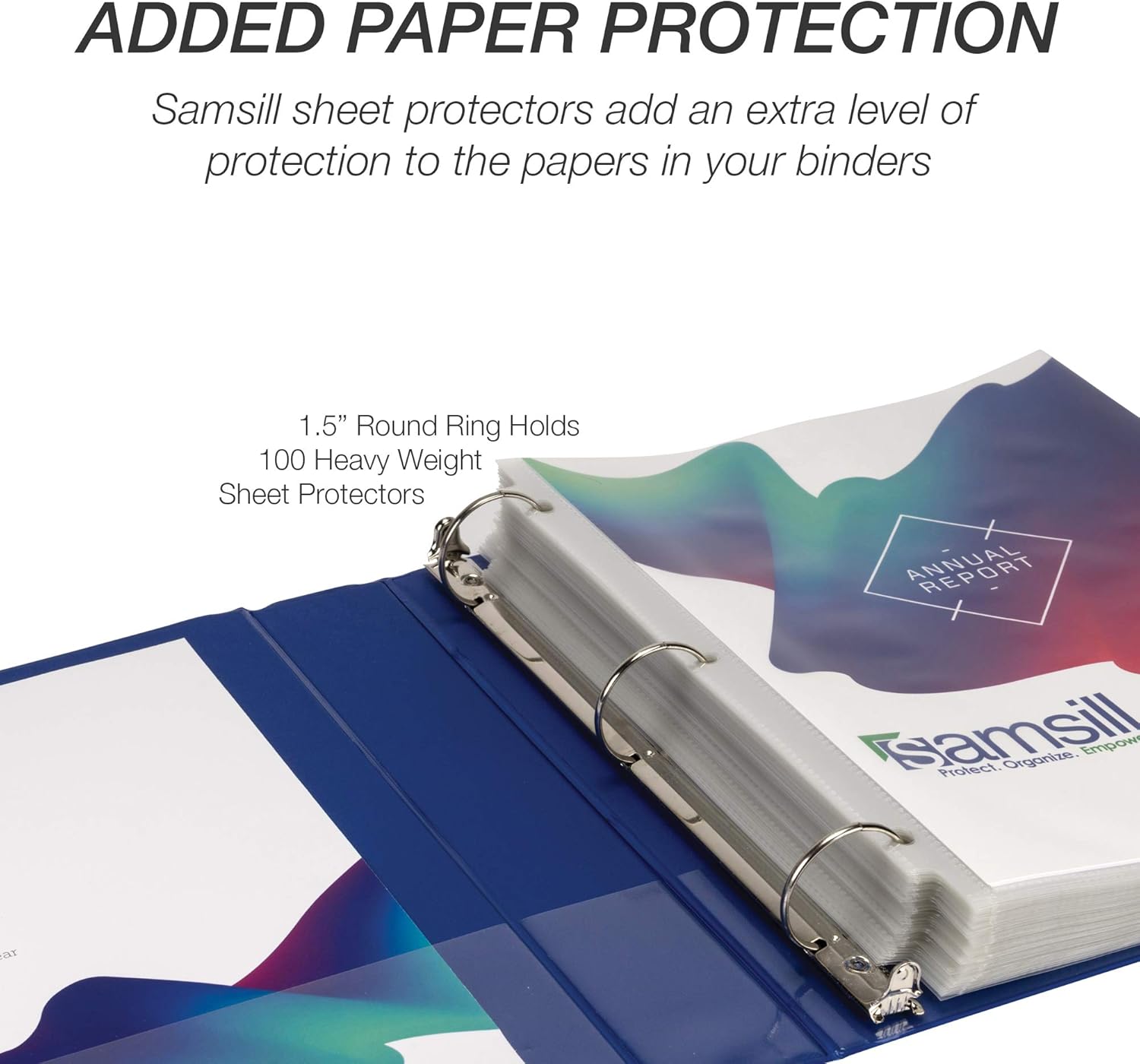 Samsill Economy 3 Ring Binder Organizer, 1.5 Inch Round Ring Binder, Customizable Clear View Cover, Blue Bulk Binder 4 Pack (MP48552) : Office Products