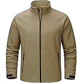 TACVASEN Men's Lightweight Softshell Jacket Waterproof Lightweight Fleece Lined Winter Coat with 4 Pockets Windbreaker