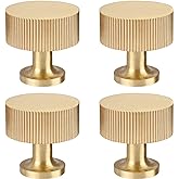 RZDEAL 4pcs Solid Brass Cabinet Knobs Pulls Cabinet Drawer Dresser Gold Knobs Modern Handles(1"x1"/25mmx25mm),Brushed Brass Finish
