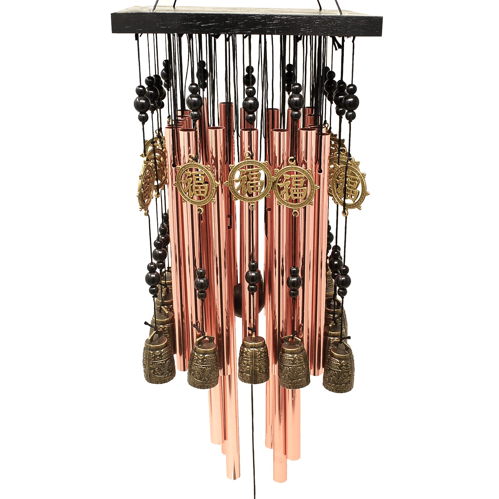 fengshuisale Outdoor Indoor 28 Metal Tube Wind Chime with Copper Bell Large Windchimes for Patio Garden Terrace W Red String Bracelet W3089