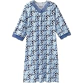 Silverts Open-Back Hospital Gowns for Women – Comfortable, Easy Dressing for Seniors & Patients - Milk Silk Lace 3/4 Sleeve