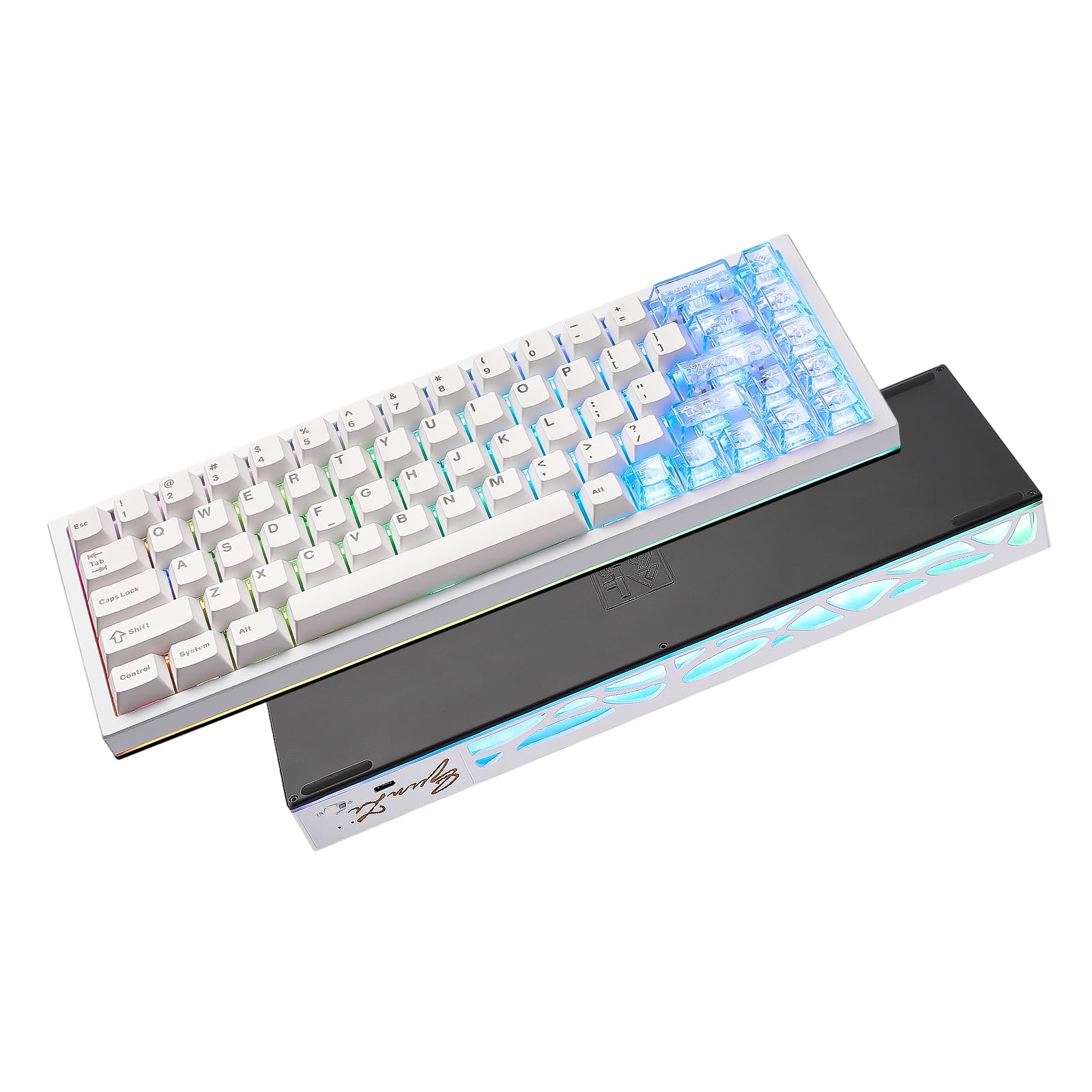 Photo 1 of YUNZII AL65 Wireless Mechanical Keyboard, Full Aluminum CNC,Support QMK/VIA Software Gasket Structure,60% Hot Swappable with RGB Backlit BT/2.4G/USB-C for Mac/Windows(White, Gateron Zero)