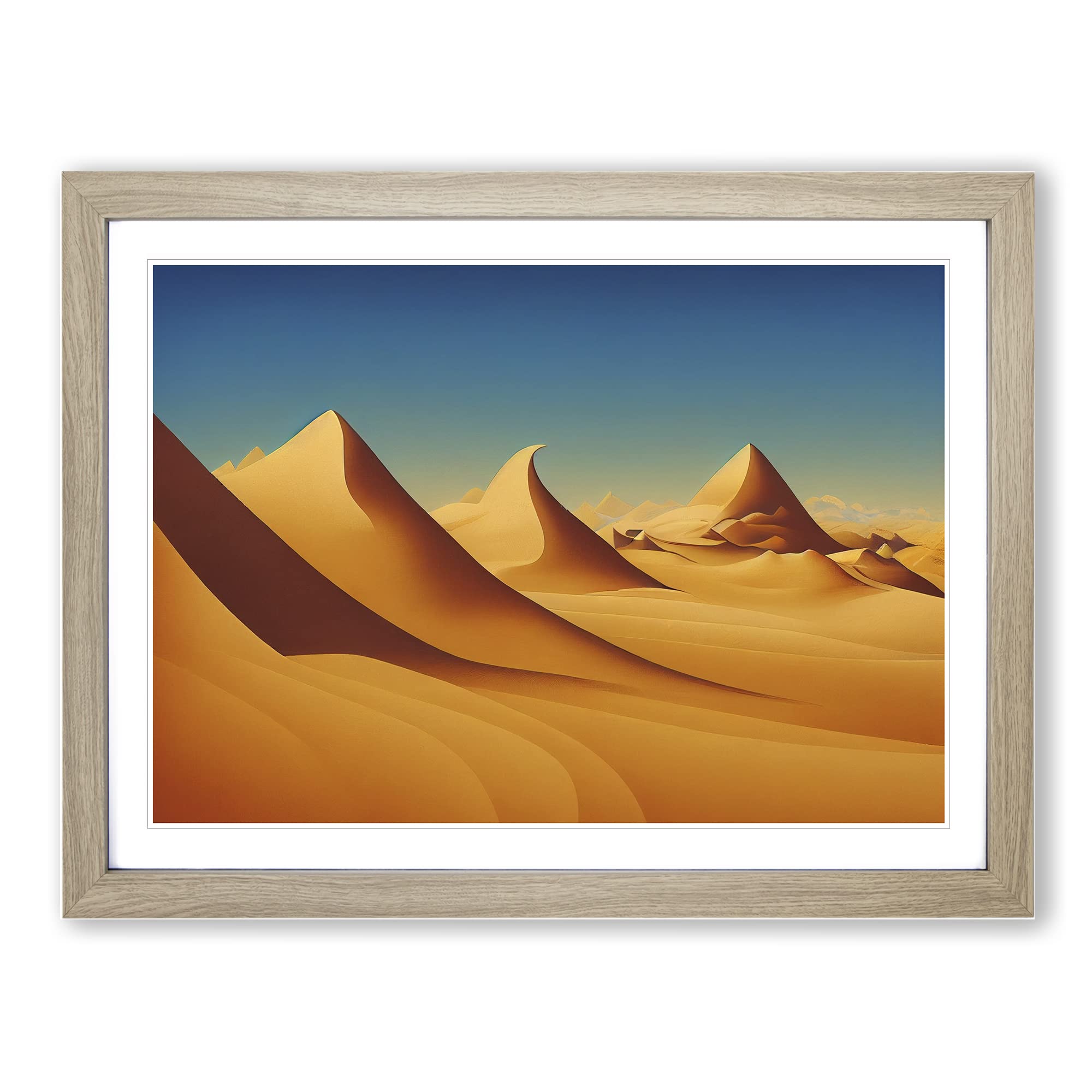 Desert Sand Dunes Vol.2 Framed Print | A4 Oak Framed Wall Art | Ready to Hang | Modern Landscape Picture | Living Room Bedroom Lounge Office