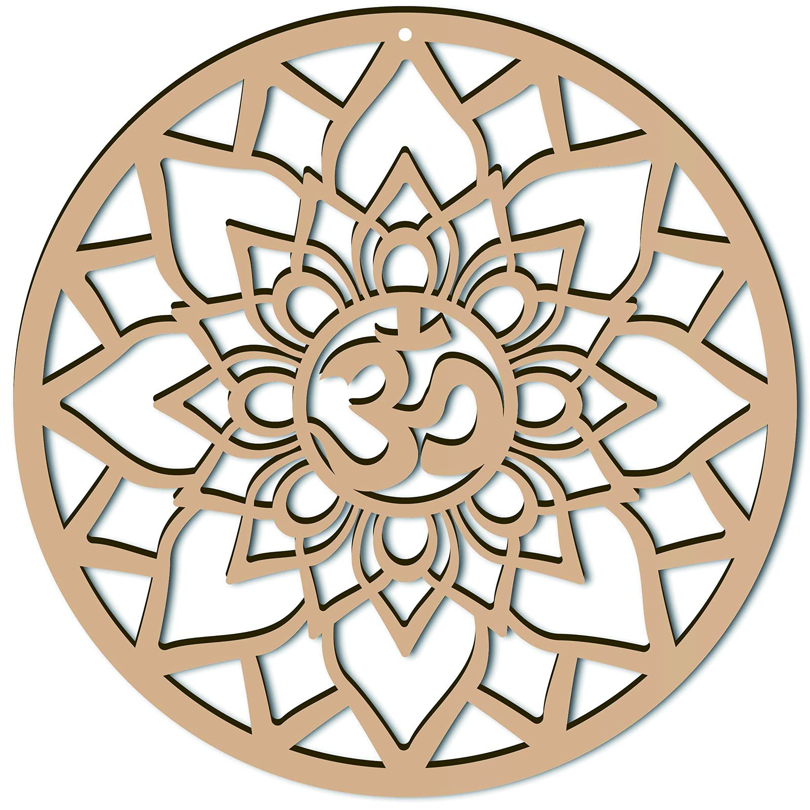 CREATCABIN 12inch Lotus Wall Decor Wooden Wall Art Crystal Grid Sacred Geometry Laser Cut Wall Sculpture Hanging Decor Spiritual Round for Housewarming Home Office Yoga Studio Decoration