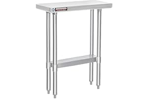 Food Prep Stainless Steel Table - DuraSteel 30 x 12 Inch Commercial Metal Workbench with Adjustable Under Shelf - NSF Certified - For Restaurant, Warehouse, Home, Kitchen, Garage