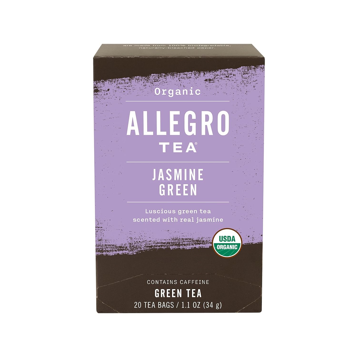 Allegro Tea, Organic Jasmine Green Tea Bags, 20 ct : Grocery Tea Sampler : Grocery & Gourmet Food