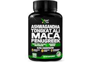 X GOLD HEALTH Ashwagandha 5000mg + Tongkat Ali 1000mg + Maca Root 5000mg + Fenugreek 3000mg Supplement | Black + Red + Yellow Maca Root Extract & Fenugreek Herbal Supplements for Men & Women - Made in USA