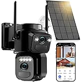 Caluxe Dual Lens Solar Security Cameras Wireless Outdoor, 5G/2.4G WiFi 6, 360° PTZ Home Security Camera with 6MP Color Night Vision, Motion Detection, Spotlight Siren, 2-Way Audio, Waterproof