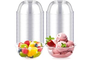 Qeirudu 12 oz Small Clear Plastic Bowls, 50 Pack Disposable Hard Plastic Party Serving Bowls for Salads, Ice Creams, Fruit, Desserts, Parfaits, Snacks