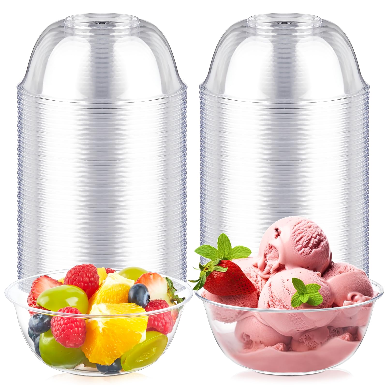 Photo 1 of Qeirudu 12 oz Small Clear Plastic Bowls, 50 Pack Disposable Hard Plastic Party Serving Bowls for Salads, Ice Creams, Fruit, Desserts, Parfaits, Snacks