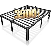 ROIL 18 Inch Queen Bed Frame with Rounded Corner and Headboard Hole Mattress Retainers 3500LBS Metal Heavy Duty Steel Slats No Box Spring Needed Platform Noise-Free Easy Assembly