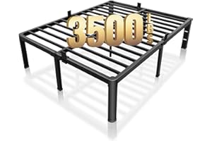 ROIL 18 Inch King Bed Frame with Rounded Corner and Headboard Hole Mattress Retainers 3500LBS Metal Heavy Duty Steel Slats No Box Spring Needed Platform Noise-Free Easy Assembly