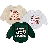 3Pcs Baby Girl Boy Christmas Clothes Romper, Sorry Santa, I Drank Milk Baby Christmas