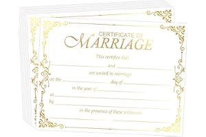 WOOTILE Marriage Certificates with Gold Foil Edges 11 x 8.5 Inch Blank Certificate Paper Wedding Certificates Blank Wedding Certificate for Weddings Ceremony Proposals 24 Pcs (Gold)