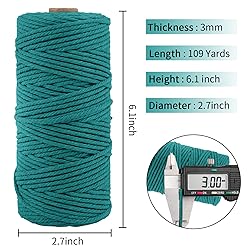 3mm x 109Yards Macrame Cord Thick Natural Cotton