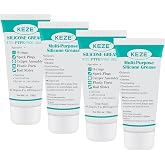 KEZE Silicone Grease Tube PTFE Synthetic Lubricant Sliding Door Grease Automotive Lubrication RV Toilet Seal Lubricant for Plumbing Faucet O Rings Plastic Parts Rubber Seal 1 oz 4-Tube
