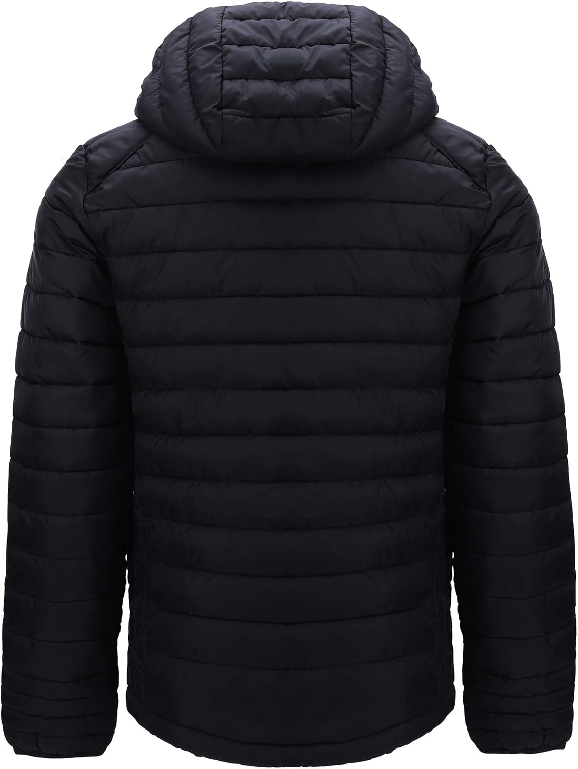 Mens Down Alternative Jacket Quilted Lightweight Packable Padding Coat with Detachable Hood: Clothing