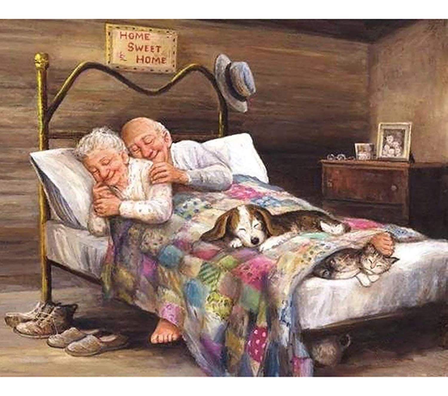 Bimkole 5D Diamond Painting Kits for Adults Couple Love, Full Drill Bed Dog DIY Rhinestone Embroidery Set Paint with Diamonds Art by Number Kits Cross Stitch Home Wall Craft Decoration (12x16inch)