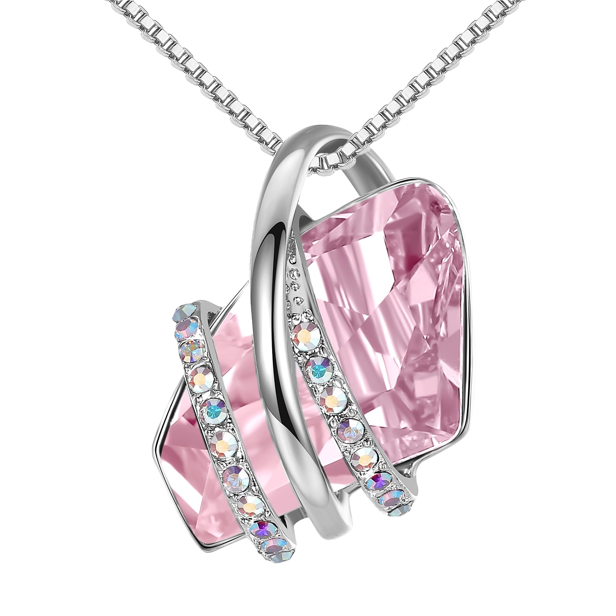 Leafael Wish Stone Pendant Necklace with Birthstone Crystal, 18K Rose Gold Plated/Silver-Tone, 45 cm + 5 cm Extender — image 1