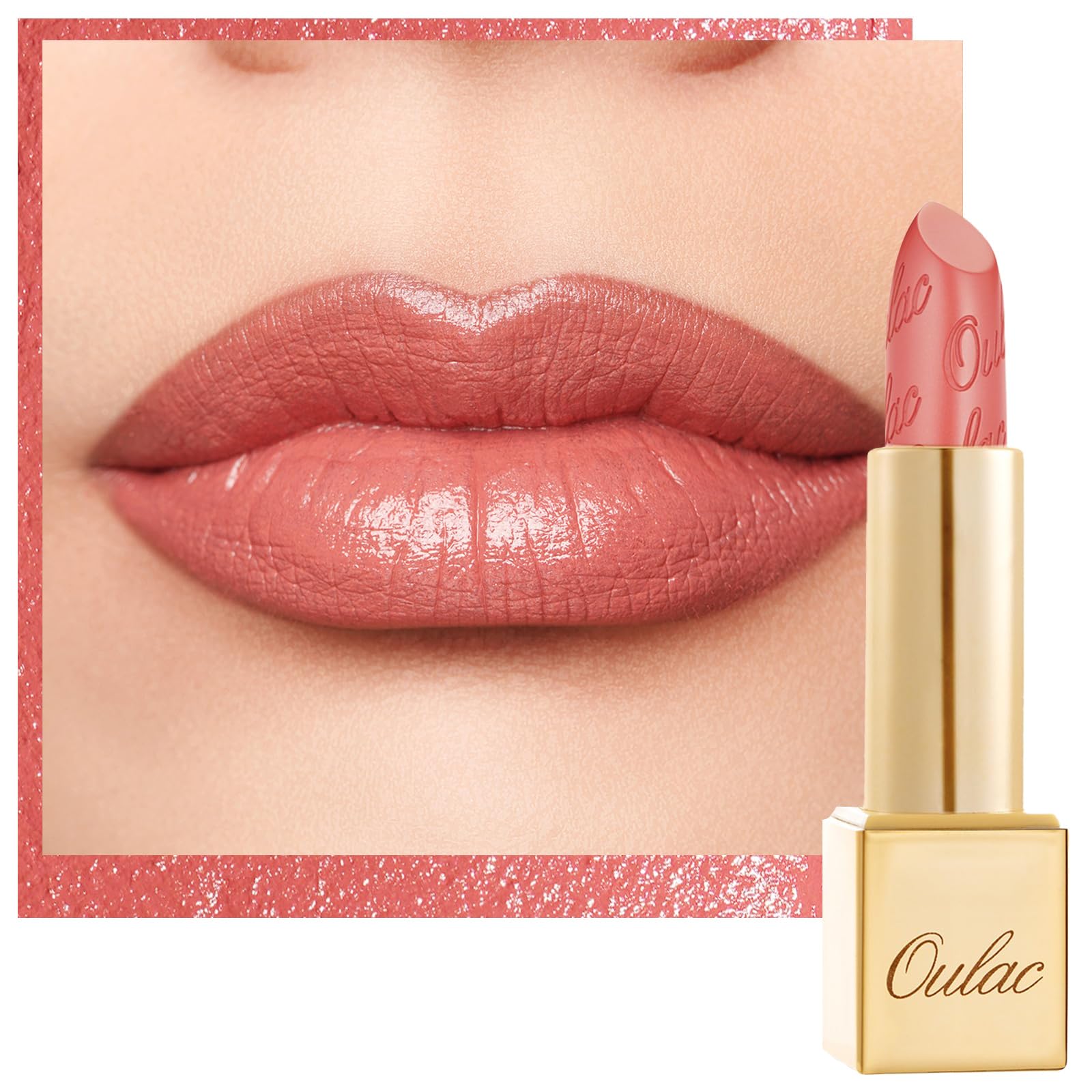 OULAC Glow Metallic Shine Orange Lipstick, Coral High Impact Lipcolor, Lightweight Soft and Ultra Hydrating, Long Lasting, Vegan & Cruelty-Free, Full Coverage Lip Color 4.3 g/0.15 GM08 Enthusiasm — image 1