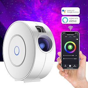 Smart Galaxy Star Projector with Nebula Cloud/Moving Ocean Wave, Star Sky WiFi Night Light Projector for Room Decor, Home Theater Lighting, Compatible with Alexa & Google Home, Control by APP