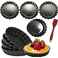 DATANYA 8 Pack Mini Tart Pans 4 Inch with Removable Bottom Round Nonstick Quiche Pan, Heavy Duty Fluted Side for Pies, Mousse