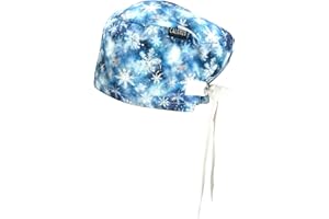 CALOMED Euro Style Scrub Cap for Women & Men with Ribbon Ties & Buttons, Head Cover for Long or Short Hair