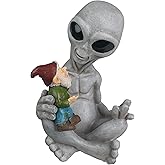 BELLA HAUS DESIGN Andre' & Fritz Friendship Stories Alien and Gnome Garden Statue | Poly-Resin 6.5" h x 4" w x 3.5" d Outdoor Décor (Stories - Garden Statue)