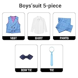 Marvelous World Boys' 5-Piece Formal Vest Suit