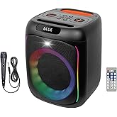 Boytone Bluetooth Party Speaker Karaoke Machine, Portable Outdoor Wireless Speaker with 8” Subwoofer Wire Microphones, Remote Control High-Fidelity Sound for Home Party Entertainment (BT-63K)