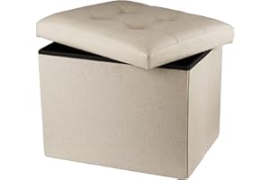 Hamgtrion Ottoman Storage Ottoman Collapsible Ottoman with Storage Foot Rest Small Ottoman Foot Stools Beige L17W13H13inches