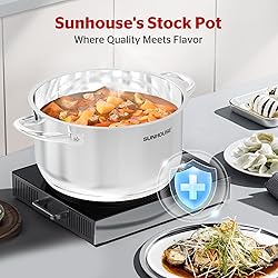 SUNHOUSE Stainless Steel Stock Pot - 11 Quart