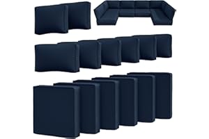 Snubbull 14 Pcs Outdoor Cushion Slipcovers Outdoor Patio Cushion Covers Replacement Waterproof with Zipper for Outdoor Furniture, Patio Sofa Couch 3 Sizes, Covers Only