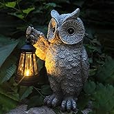 GUANFU Garden Statues, owl Outdoor Figurines Decorated with Solar Lights, Unique Christmas Birthday Gifts for Moms, Grandmas, Women, Wives, Sisters (Grey Owl1)