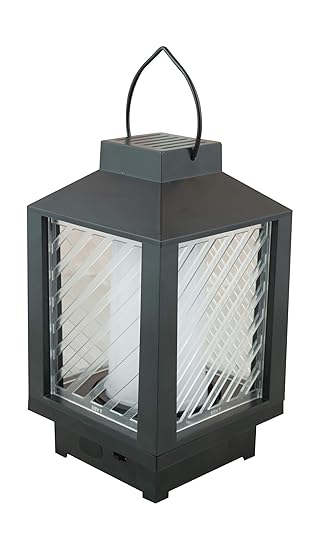 GOYAL Plastic Lantern & Pillar Candle (18 cm x 10 cm x 10 cm, Black, 2-Pieces)