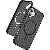 PinLiSheng Carbon Fiber Case for iPhone 17 with 1 Screen Protector [Mil-Grade Drop Protection] [Compatible with Magsafe] Shockproof Slim Transparent Protective Phone Case, Black