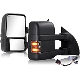 Sanooer Tow Mirrors for 1999-2016 F250-F550 Super Duty | power heated, manual Fold &amp; Telescoping, running/turn lights. Fits 1999-2016 Ford F250-F550 Super Duty