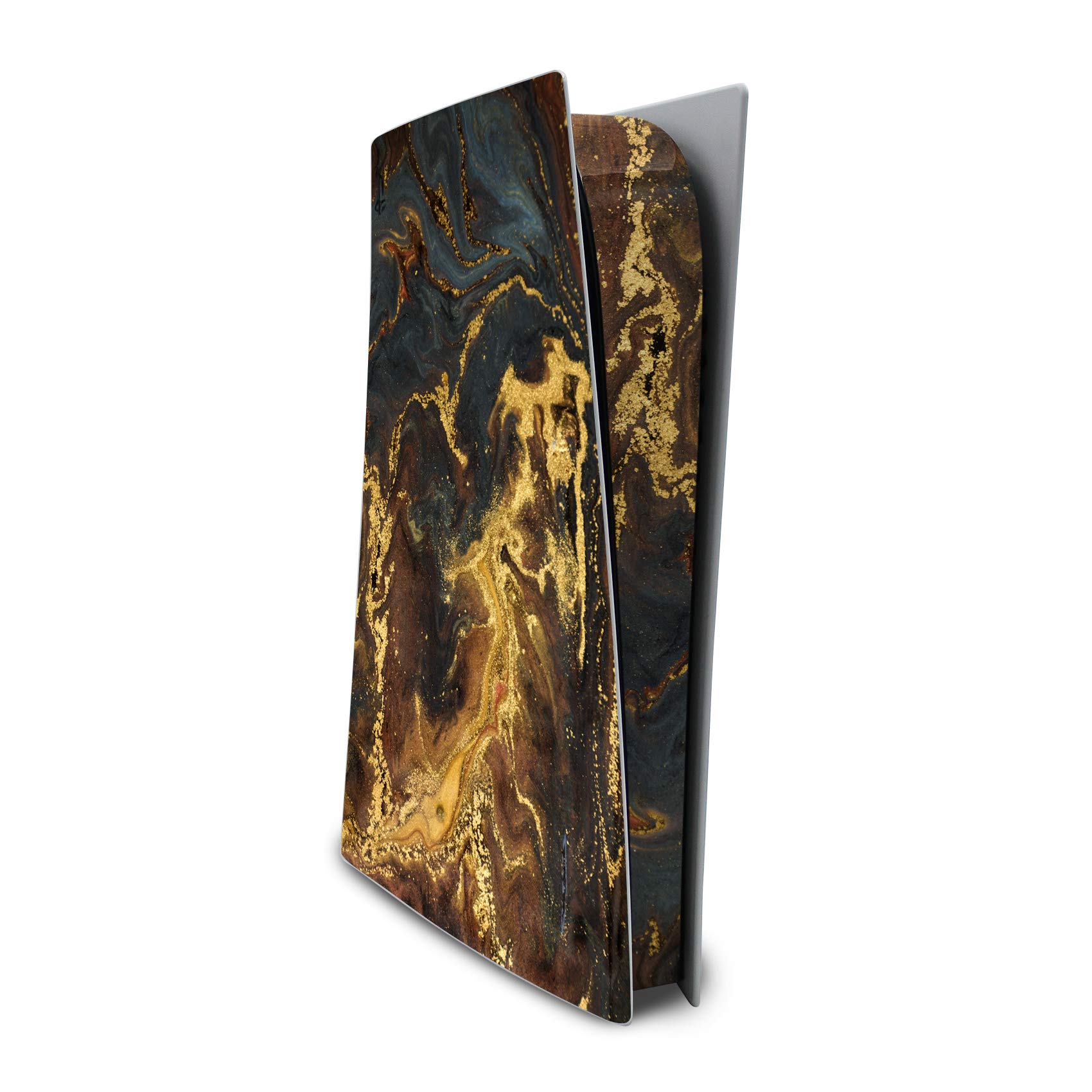 Finest Folia Screen Protector Compatible with PS5 Sticker Case for Games Console Case Sticker Vinyl Film Skin Against Scratches Design Cover RX040 (Disc Edition, No. 7 Gold Powder)