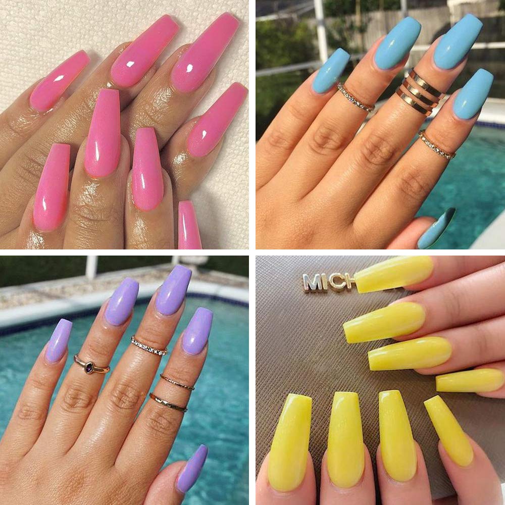 AZUREBEAUTY Gel Nail Polish Set - 6PCS Sweet Candy Neon Colors Nail Art Gift Box, Soak Off UV LED Manicure Bright Color Starter Kit 0.24 OZ