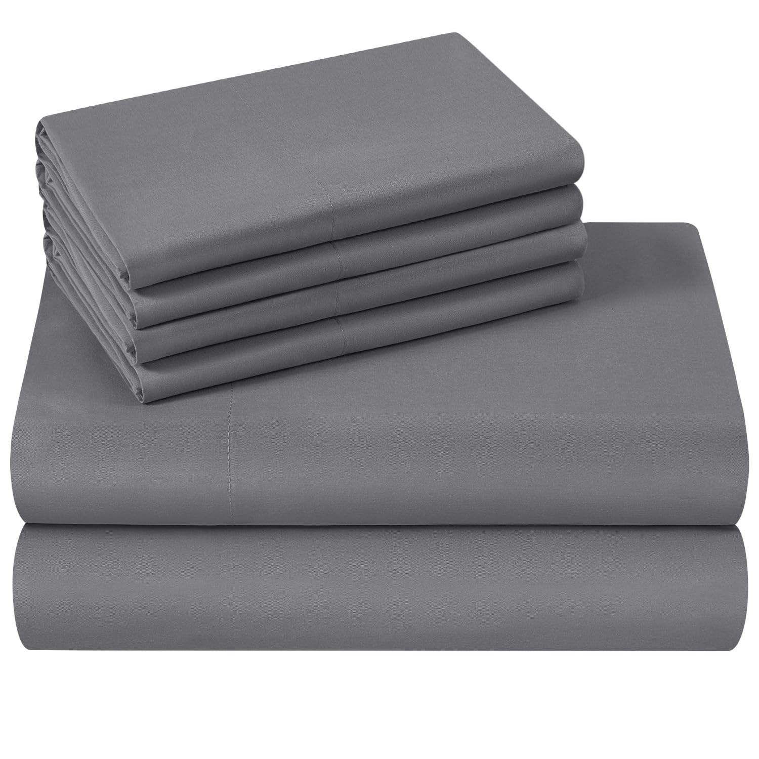 HOMEIDEAS Bed Sheets Set Extra Soft Brushed Microfiber 1800 Bedding Sheets - Deep Pocket, Wrinkle & Fade Free - 4 Piece(Queen,Grey)